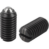 Kipp 1/4"-20 Spring Plungers, Ball Style, Slotted, Steel, Standard End Pressure (10/Pkg.), K0309.A2