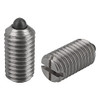 Kipp 3/8"-16 Spring Plungers, Pin Style, Slotted, Stainless Steel, Light End Pressure (Qty. 1), K0314.1A4