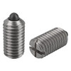 Kipp M12 Spring Plungers, Pin Style, Slotted, Stainless Steel, Light End Pressure (1/Pkg.), K0314.112