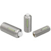 Kipp #10-32 Spring Plungers, LONG-LOK, Pin Style, Hexagon Socket, Stainless Steel Body/POM Pin, Standard End Pressure (Qty. 1), K0330.A1