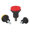 Kipp #10-32 (ID) x 10 mm (L) x 21 mm (D) Novo-Grip Mushroom Knobs, Stainless Steel Bolt, External Thread, Size 1, Red (10/Pkg.), K0251.0A16X10