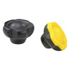 Kipp M8 (ID) x 50 mm (D) Novo-Grip Five Lobe Grips, Steel Bushing, Internal Thread, Yellow (10/Pkg.), K0255.50087