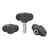 Kipp #8-32 x 10 mm x 28 mm Novo-Grip Mini Wing Grips, Stainless Steel Stud, External Thread (10/Pkg.), K0274.00AEX10