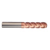1" Cut Dia x 2-1/4" Flute Length x 5" OAL Solid Carbide End Mills, Long Length, Single End Ball, 2 Flute, TiCN Coated (Qty. 1)