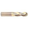 5/16" Flute Dia x 5/16" Shank Dia x 13/16" Cut Length x 2-1/2" OAL Solid Carbide End Mills, Spoon Cutter, 45 Degree Helix, Single End Ball, 2 Flute, ZrN Coated (Qty. 1)