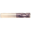 1/2" Cut Dia x 1-1/2" Flute Length x 6" OAL Solid Carbide Corner Radius End Mills, Single End Square, 4 Flute, AlTiN Hard Coat