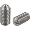 Kipp M3 Spring Plungers, Ball Style, Slotted, Stainless Steel, Heavy End Pressure (10/Pkg.), K0310.203