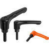 Kipp M6x15 Straight Adjustable Handle, Modern Style, Black Satin, Zinc/Steel, External Thread, Size 2 (1/Pkg.), K0737.2061X15