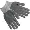 Memphis Regular-Weight PVC Coated String Knit Gloves, Dual-Sided Dots, Hemmed, Large, Gray (12 Pair)