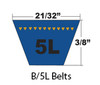 B32.5/5L355 Dura-Prime Band Classical Wrapped V-Belt B/5L 21/32 x 35.5in OC (1/Pkg.)