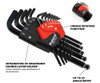 12 Piece (Sae 0.05 -3/8") Sae Black Finish Proferred Long Arm Ball Point Hex Key Set