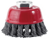 4" Knotted Cup Carbon Steel Wire Brush .02 Wire & 5/8-11" S Carbon Wire Brush