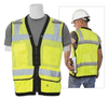 Delta Plus 5X-Large S251 Lime ANSI Class 2 Mesh Surveyor's Vest w/Clipboard Pouch & Grommets. Hi-Viz Lime - Zipper #WEL61237HL5X