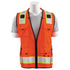 Delta Plus X-Large S252C Orange ANSI Class 2 Mesh Surveyor's Vest 15 Pockets, padded neck, mic tabs both sides. Hi-Viz Orange - Zipper #WEL62395HOXL