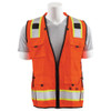 5X-Large S252C Orange ANSI Class 2 Mesh Surveyor's Vest 15 Pockets, padded neck, mic tabs both sides.  Hi-Viz Orange - Zipper