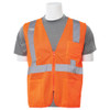 Large S363P Orange ANSI Class 2 Vest Mesh Economy Hi-Viz Orange w/Pockets - Zipper