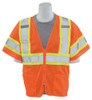 X-Large S683P Orange ANSI Class 3 Vest Mesh Hi-Viz Orange - Zipper