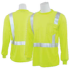 9007S Lime Large ANSI Class 2 Long Sleeve T-Shirt w/Reflective Tape Birdseye Knit Mesh Hi-Viz Lime