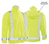 3X/4X S373D Lime ANSI Class 3 Lightweight Oversized Raincoat Oxford PU Coating w/Detachable Hood Hi-Viz Lime - Snap