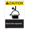 ANSI Z535 Rigid Plastic "Caution Hard Hat Required" Sign, 7" x 10"