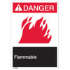 ANSI Z535 Rigid Plastic "Danger Flammable" Sign, 7" x 10"