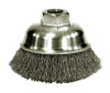 Weiler Crimped Wire Cup Brush, 3 1/2 in Dia., 5/8-11 UNC Arbor, .014 in Steel Wire, 1 EA, #13181