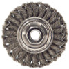 Weiler Standard Twist Knot Wheel, 4 D x 1/2 W, .014 Stainless Steel, 3/8 in-24 UNF Nut, 1 EA, #13110