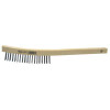 Weiler Curved Handle Scratch Brush, 14", 3X19 Rows, Steel Wire, Wood Handle, 1 EA, #44053
