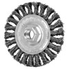 Advance Brush Threaded Knot Wheel Brushes, 4 in Dia., 5/8 in-11, 0.020 in, Carbon Steel, 1 EA, #82154