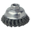 Weiler Single Row Heavy-Duty Knot Cup Brush, 3 1/2 in Dia., 5/8-11 UNC, .023 Stainless, 1 EA, #13163