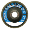 Weiler Tiger Disc Angled Style Flap Discs, 4 1/2 in, 120 Grit, 7/8 Arbor, Phenolic Back, 10/CT, #50606