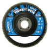 Weiler Tiger Disc Angled Style Flap Discs,4",80 Grit,5/8 Arbor,Phenolic Back,Zirconium, 10 EA, #50595