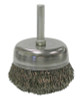 Weiler Stem-Mounted Crimped Wire Cup Brush, 2 in Dia., .0118 in Steel Wire, 1 EA, #14306