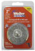 Weiler Stem-Mounted Crimped Wire Wheel, 3 in D, .008 in Carbon Steel Wire, 20,000 RPM, 10 EA, #36259