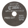 Norton Type 01 Gemini Small Diameter Cut-Off Wheel, 2" Dia, 3/8" Arbor, Coarse, 25 EA, #66243411403