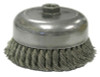 Weiler Single Row Heavy-Duty Knot Wire Cup Brush, 2 3/4 in Dia., M14 x 2, .02 Stainless, 1 EA, #13255
