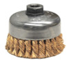 Weiler Single Row Heavy-Duty Knot Wire Cup Brush, 4 in Dia., 5/8-11 UNC, .02 in Bronze, 1 EA, #12776