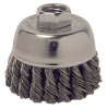 Weiler Single Row Heavy-Duty Knot Wire Cup Brush, 2 3/4 in Dia., M14 x 2, .014 Steel, 1 EA, #13020