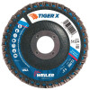 Weiler Tiger X Flap Disc, 4-1/2 in Flat, 60 Grit, 7/8 in Arbor, 10/PK, #51224