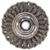Weiler Standard Twist Knot Wire Wheel, 4 in D x 1/2 in W, .014 Steel, 3/8 in-24 UNF Nut, 5 EA, #13103