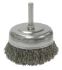Weiler Stem-Mounted Crimped Wire Cup Brush, 2 1/2 in Dia., .014 in Steel, 10 EA, #14317