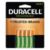 Duracell Pre-Charged Rechargeable Batteries, NiMH, AAA, 1.2 V, 4 EA/PK, 1 PK, #DURNLAA4BCD