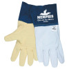 MCR Safety Gloves for Glory, Medium, Grain Goatskin/Cowhide, White/Blue, 12 Pair, #4850KM