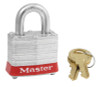 Master Lock Steel Body Safety Padlocks, 9/32 in Diam., 3/4 in L X 5/8 in W, Red, 6/BOX, #3RED