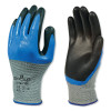 SHOWA Nitrile, Double Coated Cut Resistant Glove, Size L, 4 ANSI/ISEA Cut Level, Black, Blue, 12 Pair, #STEX376L08