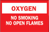 Brady Chemical & Hazardous Material Signs, Oxygen/No Smkg/No Open Flames, Plstc,Rd/Wt, 1/EA, #75447325138