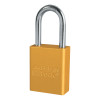 Master Lock Solid Aluminum Padlocks, 1/4 in Diam., 1-1/2 in Long, Yellow, 1/EA, #A1106YLW