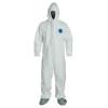 DuPont Tyvek Coveralls With Attached Hood and Boots, 2X-Large, White, 25/CA, #TY122SWH2X002500