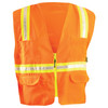 OccuNomix Non-ANSI Contractor Style Solid Vests, Large, Hi-Viz Orange; Yellow Trim, 1/EA, #LUXXTRANSOL
