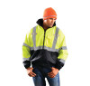 OccuNomix Three-Way Black Bottom Bomber Jacket, 4X-Large, Black/Yellow, 1/EA, #LUXETJBJRBY4X
